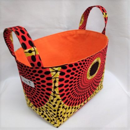 <span style="color: #ff6347; font-style: bold;">【売切】</span><br>063<br>アフリカ布で作った小物入れ（大）<br>レッドサークル - 画像 (2)