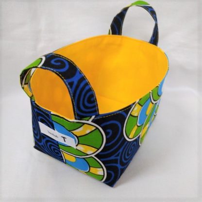 <span style="color: #ff6347; font-style: bold;">【売切】</span><br>068<br>アフリカ布で作った小物入れ（小）<br>ブルー ＆グリーン ➁ - 画像 (2)