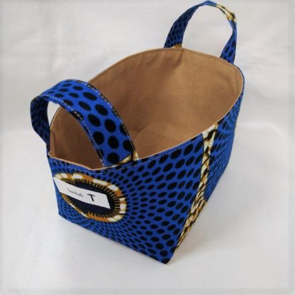 <span style="color: #ff6347; font-style: bold;">【売切】</span><br>067<br>アフリカ布で作った小物入れ（小）<br>ブルーサークル - 画像 (2)