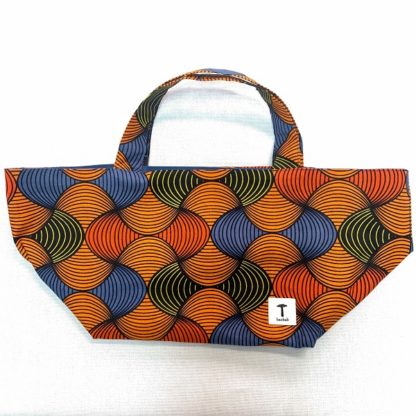 <span style="color: #ff6347; font-style: bold;">【売切】</span><br>079<br>アフリカ布の<br>エコバッグ<br>オレンジ