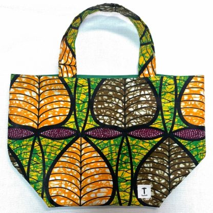 <span style="color: #ff6347; font-style: bold;">【売切】</span><br>078<br>アフリカ布の<br>エコバッグ（大） <br>オレンジリーブ