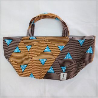 <span style="color: #ff6347; font-style: bold;">【売切】</span><br>076<br>アフリカ布の<br>エコバッグ<br>ブラウン＆ブルー
