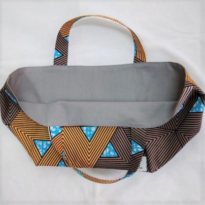 <span style="color: #ff6347; font-style: bold;">【売切】</span><br>076<br>アフリカ布の<br>エコバッグ<br>ブラウン＆ブルー - 画像 (2)