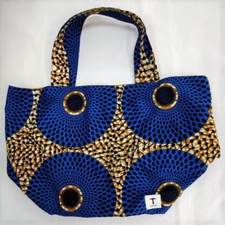 <span style="color: #ff6347; font-style: bold;">【売切】</span><br>073<br>アフリカ布の<br>エコバッグ（大） <br>ブルーサークル