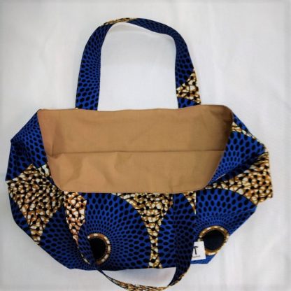 <span style="color: #ff6347; font-style: bold;">【売切】</span><br>073<br>アフリカ布の<br>エコバッグ（大） <br>ブルーサークル - 画像 (2)