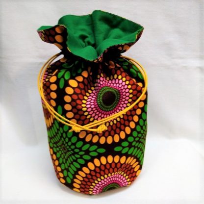 <span style="color: #ff6347; font-style: bold;">【売切】</span><br>089<br>ハネ付き丸底巾着<br>イエロー＆グリーン