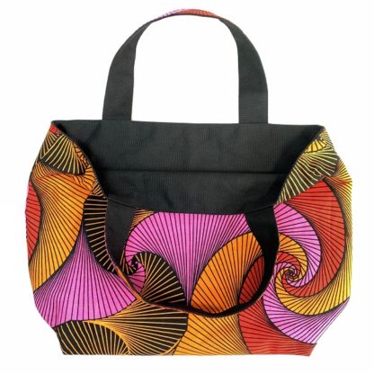 <span style="color: #ff6347; font-style: bold;">【売切】</span><br>097<br>アフリカ布のトートバッグ<br>大<br>ブラック＆レッド - 画像 (2)