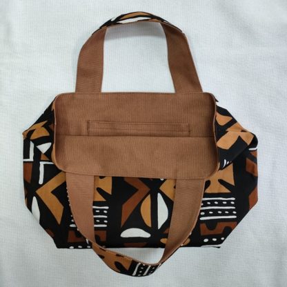 <span style="color: #ff6347; font-style: bold;">【売切】</span><br>095<br>アフリカ布のトートバッグ<br>中<br>ブラウン - 画像 (2)