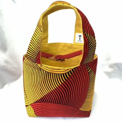 <span style="color: #ff6347; font-style: bold;">【売切】</span><br>099アフリカ布のトートバッグ<br>小<br>レッド＆オレンジ