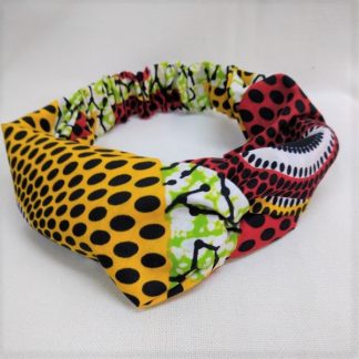 <span style="color: #ff6347; font-style: bold;">【売切】</span><br>087<br>アフリカ布の<br>ヘアバンド<br>イエロー ＆レッド