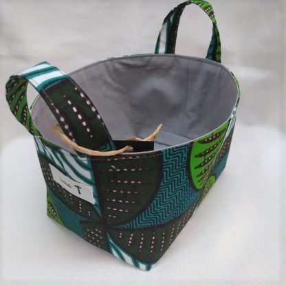 <span style="color: #ff6347; font-style: bold;">【売切】</span><br>060<br>アフリカ布で作った小物入れ（小）<br>グリーン＆ホワイト - 画像 (2)