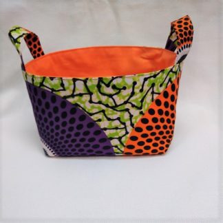 <span style="color: #ff6347; font-style: bold;">【売切】</span><br>059<br>アフリカ布で作った小物入れ（小）<br>パープル＆オレンジサークル