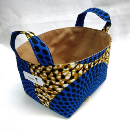 <span style="color: #ff6347; font-style: bold;">【売切】</span><br>055<br>アフリカ布で作った小物入れ（小）<br>ブルーサークル - 画像 (2)