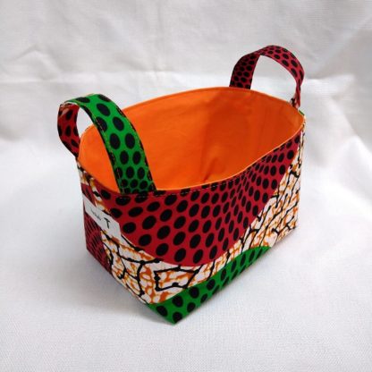 <span style="color: #ff6347; font-style: bold;">【売切】</span><br>188<br>アフリカ布で作った小物入れ（小）<br>レッド＆グリーンサークル - 画像 (2)