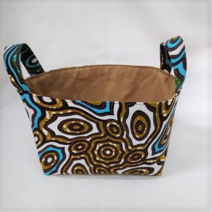 <span style="color: #ff6347; font-style: bold;">【売切】</span><br>047<br>アフリカ布で作った小物入れ（小）<br>ブルー＆ブラウン