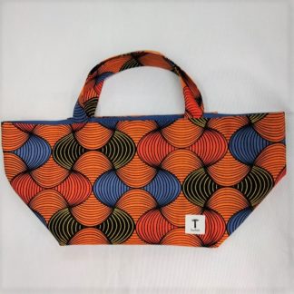 <span style="color: #ff6347; font-style: bold;">【売切】</span><br>062<br>アフリカ布の<br>エコバッグ<br>オレンジ