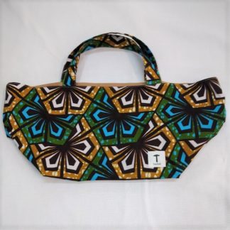 <span style="color: #ff6347; font-style: bold;">【売切】</span><br>059<br>アフリカ布の<br>エコバッグ<br>グリーン＆ブラウン