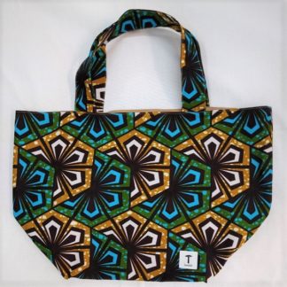 <span style="color: #ff6347; font-style: bold;">【売切】</span><br>058<br>アフリカ布の<br>エコバッグ(大) <br>グリーン&ブラウン