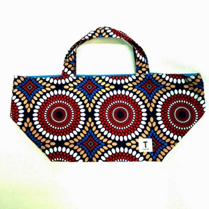 <span style="color: #ff6347; font-style: bold;">【売切】</span><br>056<br>アフリカ布の<br>エコバッグ<br>レッドサークル