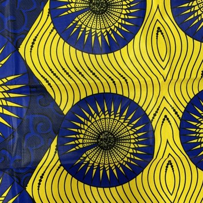 <span style="color: #ff6347; font-style: bold;">【売切】</span><br>164アフリカ布<br>イエロー＆ブルー - 画像 (2)