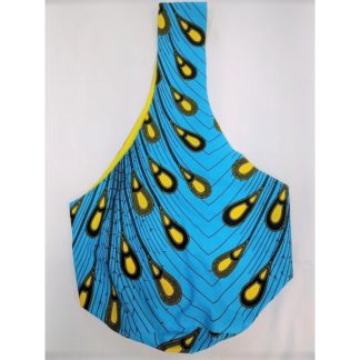 <span style="color: #ff6347; font-style: bold;">【売切】</span><br>076<br>アフリカ布の<br>斜めがけバッグ<br>イエロー＆ライトブルー