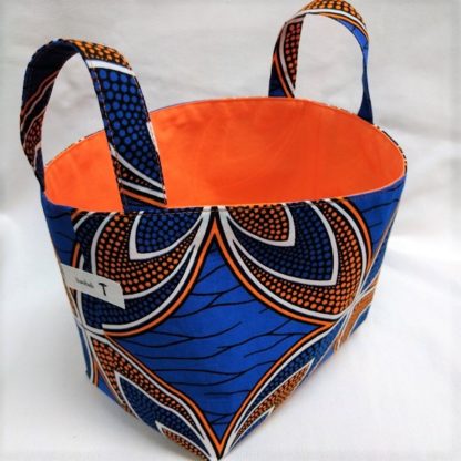 <span style="color: #ff6347; font-style: bold;">【売切】</span><br>031<br>アフリカ布で作った小物入れ（大）<br>ブルー＆オレンジ - 画像 (2)