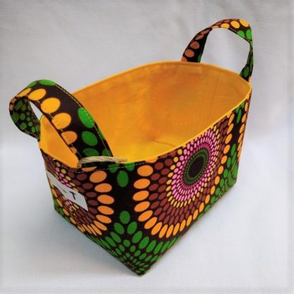 <span style="color: #ff6347; font-style: bold;">【売切】</span><br>041<br>アフリカ布で作った小物入れ（小）<br>グリーン＆イエロー - 画像 (2)