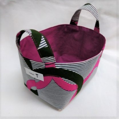 <span style="color: #ff6347; font-style: bold;">【売切】</span><br>030<br>アフリカ布で作った小物入れ（小）<br>ピンク＆グリーンサークル - 画像 (2)