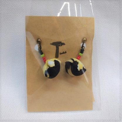 <span style="color: #ff6347; font-style: bold;">【売切】</span><br>081<br>アフリカ布の<br>イヤリング<br>ブラック