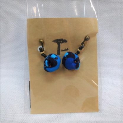 <span style="color: #ff6347; font-style: bold;">【売切】</span><br>075<br>アフリカ布の<br>イヤリング<br>ブルー