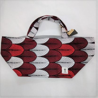 <span style="color: #ff6347; font-style: bold;">【売切】</span><br>053<br>アフリカ布の<br>エコバッグ<br>レッド＆ホワイト