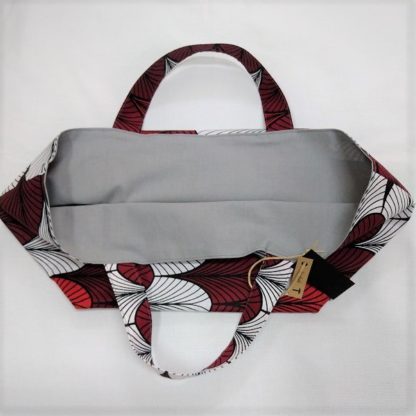 <span style="color: #ff6347; font-style: bold;">【売切】</span><br>053<br>アフリカ布の<br>エコバッグ<br>レッド＆ホワイト - 画像 (2)