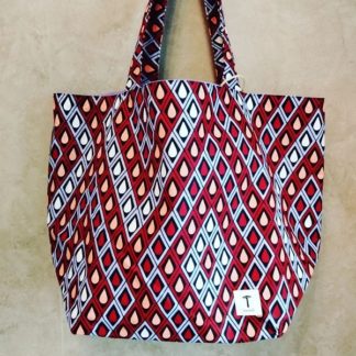 <span style="color: #ff6347; font-style: bold;">【売切】</span><br>051<br>アフリカ布の<br>エコバッグ(大) <br>レッド