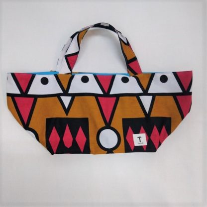 <span style="color: #ff6347; font-style: bold;">【売切】</span><br>041<br>アフリカ布の<br>エコバッグ<br>レッド＆ブラウン