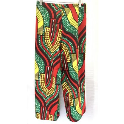 <span style="color: #ff6347; font-style: bold;">【売切】</span><br>090<br>アフリカ布の<br>パンツ<br>レッド&グリーン - 画像 (2)