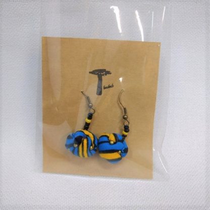 <span style="color: #ff6347; font-style: bold;">【売切】</span><br>067<br>アフリカ布で作ったピアス<br>ブルー＆イエロー