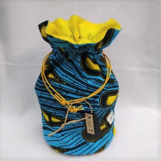 <span style="color: #ff6347; font-style: bold;">【売切】</span><br>078<br>ハネ付き丸底巾着<br>ライトブルー＆イエロー