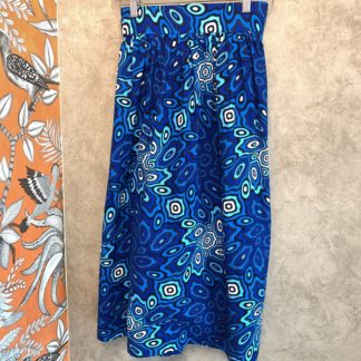 <span style="color: #ff6347; font-style: bold;">【売切】</span><br>091<br>アフリカ布の<br>スカート<br>ブルー