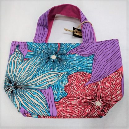 <span style="color: #ff6347; font-style: bold;">【売切】</span><br>094<br>アフリカ布のトートバッグ<br>中<br>ブルー＆パープル