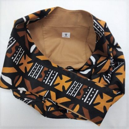 <span style="color: #ff6347; font-style: bold;">【売切】</span><br>072<br>アフリカ布の<br>斜めがけバッグ<br>ブラウン&ブラック - 画像 (2)
