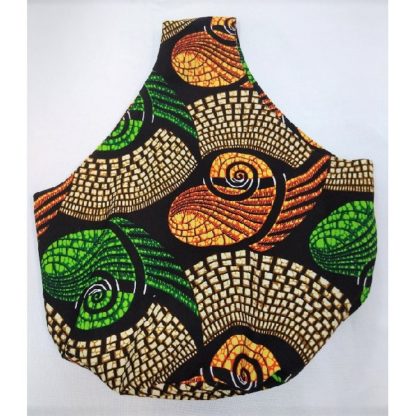 <span style="color: #ff6347; font-style: bold;">【売切】</span><br>069<br>アフリカ布の<br>肩がけバッグ<br>ブラウン＆グリーン