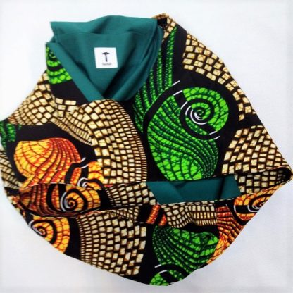 <span style="color: #ff6347; font-style: bold;">【売切】</span><br>069<br>アフリカ布の<br>肩がけバッグ<br>ブラウン＆グリーン - 画像 (2)