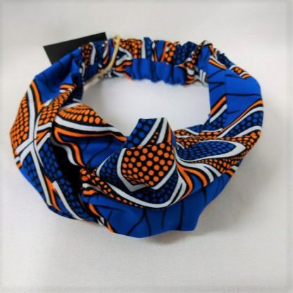 <span style="color: #ff6347; font-style: bold;">【売切】</span><br>053<br>アフリカ布の<br>ヘアバンド<br>ブルー＆オレンジ