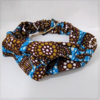 <span style="color: #ff6347; font-style: bold;">【売切】</span><br>050<br>アフリカ布の<br>ヘアバンド<br>ブラウン＆ブルー