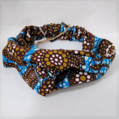 <span style="color: #ff6347; font-style: bold;">【売切】</span><br>050<br>アフリカ布の<br>ヘアバンド<br>ブラウン＆ブルー