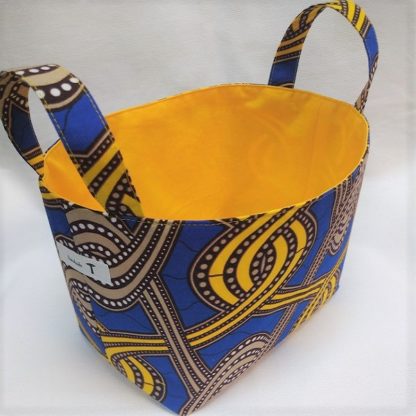 <span style="color: #ff6347; font-style: bold;">【売切】</span><br>026<br>アフリカ布で作った小物入れ（大）<br>イエロー＆ブルー - 画像 (2)