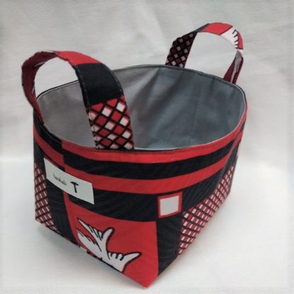 <span style="color: #ff6347; font-style: bold;">【売切】</span><br>194<br>アフリカ布で作った小物入れ（小）<br>レッド＆ブラック - 画像 (2)