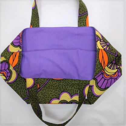 <span style="color: #ff6347; font-style: bold;">【売切】</span><br>039<br>アフリカ布の<br>エコバッグ（大） <br>グリーンボタニカル - 画像 (2)