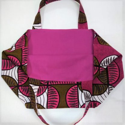 <span style="color: #ff6347; font-style: bold;">【売切】</span><br>032<br>アフリカ布の<br>エコバッグ（大） <br>レッド＆ホワイト - 画像 (2)