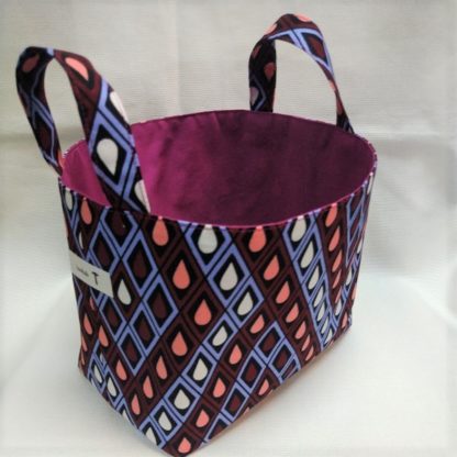 <span style="color: #ff6347; font-style: bold;">【売切】</span><br>186<br>アフリカ布で作った小物入れ（大）<br>パープル＆ホワイト - 画像 (2)